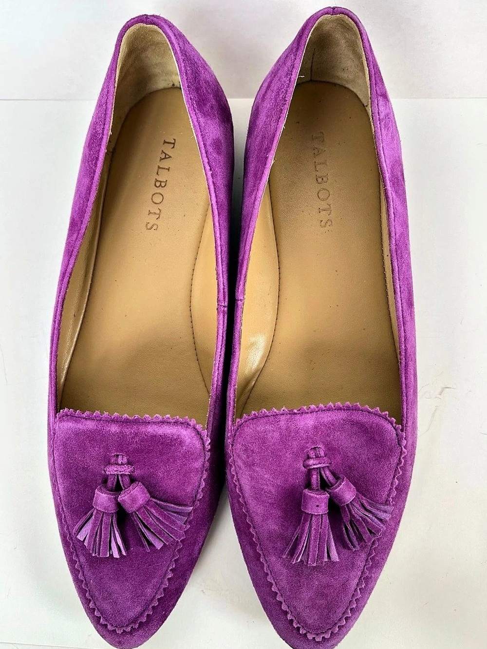 TALBOTS Purple Suede Tassel Loafers Size US 8